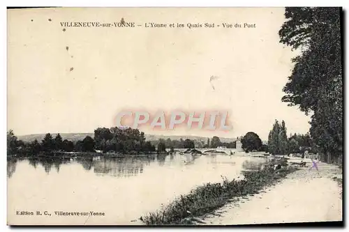 Cartes postales Villeneuve Sur Yonne L&#39Yonne Et Les quais Sud Vue Du Pont