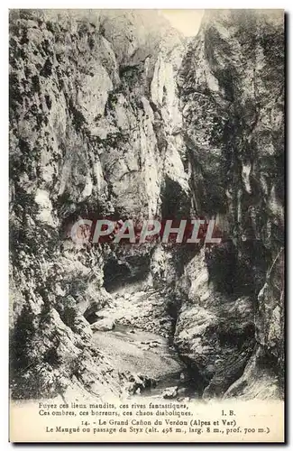 Cartes postales Le Grand Canon Du Verdon Le Maugue Ou Passage du Styx
