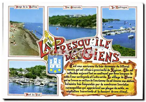 Moderne Karte La Presqu&#39Ile De Giens Plage de la Badine Madrague Port du Miel