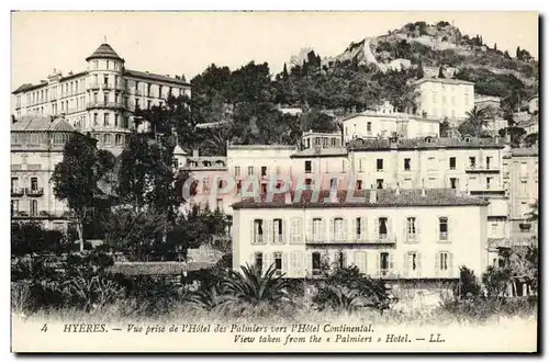 Cartes postales Hyeres Vue Prise de I'Hotel des Palmiers Vers l'Hotel Continental