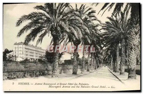 Cartes postales Hyeres Avenue Beauregard et Grand Hotel des palmiers