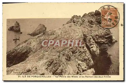 Cartes postales moderne Porquerolles La Pointe des Medes et les Rochers des deux Freres