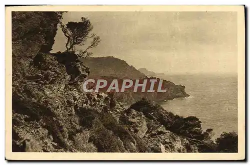 Moderne Karte Les Iles d&#39Hyeres Porquerolles Vue sur la Pointe de l&#39Oustaou de Diou et le grand Seraine