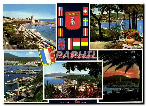 Cartes postales Sainte Maxime Sur Mer La promenade et la plage La baie Le port Vue generale Coucher de soleil