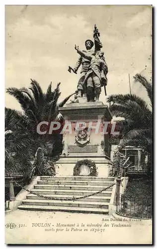 Cartes postales Toulon Monument a la memoire des Toulonnais morts pour la Patrie en 1870 1871 Militaria