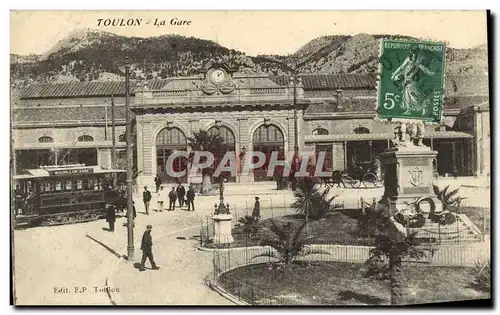 Ansichtskarte AK Toulon La Gare Tramway Mourillon Gare