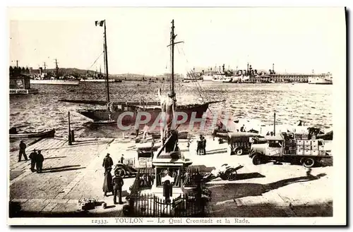 Ansichtskarte AK Toulon Le Quai Cronstadt et la Rade Bateaux Camion