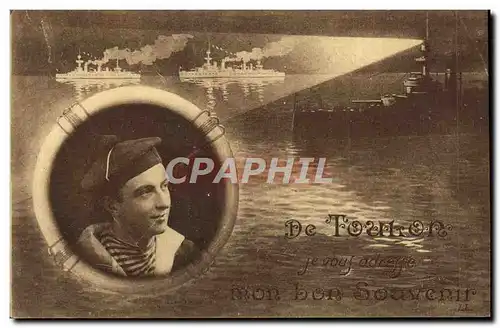 Cartes postales De Toulon Je Vous adresse Mon bon Souvenir Marin Bateau