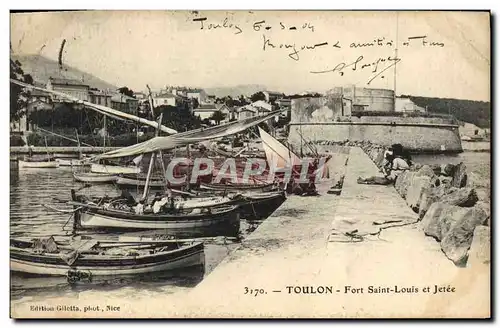 Cartes postales Toulon Fort Saint Louis et Jetee Bateaux