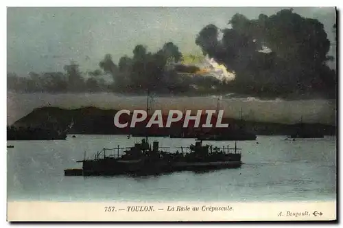 Cartes postales Toulon La Rade au Crepuscule Bateau Guerre