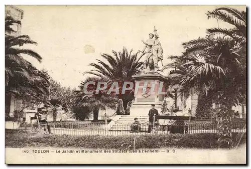 Cartes postales Toulon Le Jardin et Monument des soldests tues a l'ennemi
