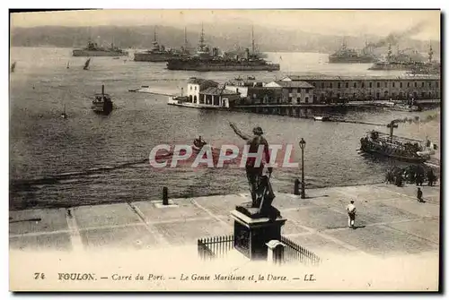 Cartes postales Toulon Carre du Port Le Genie Maritime et la Darse Bateaux