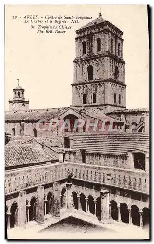 Cartes postales Arles Cloitre De Saint Trophime Le clocher et le beffroi