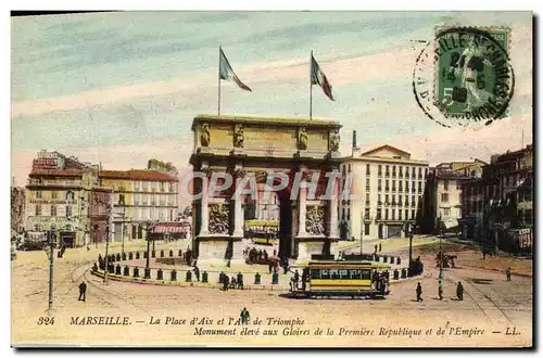 Ansichtskarte AK Marseille La Place d&#39Aix et L&#39Arc De Triomphe Monument eleve aux Gloires de la Premiere Re