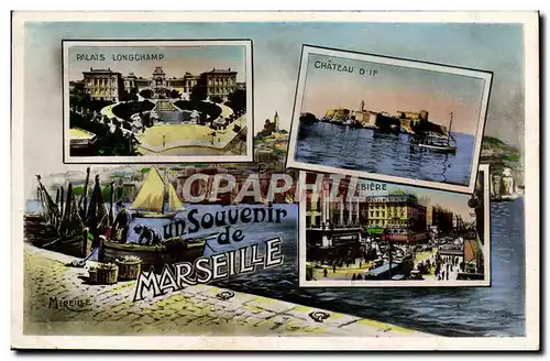 Cartes postales Marseille Un Souvenir Palais de Longchamp Chateau d&#39if Cannebiere