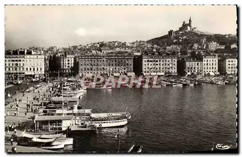 Cartes postales moderne Marseille Le Vieux Port Quai des Belges et N D de la Garde Bateaux