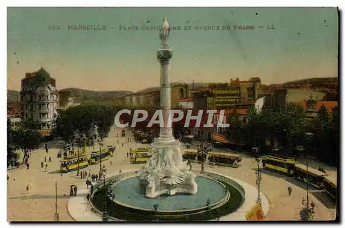 Cartes postales Marseille Place Castellane et Avenue du Prado Tramway