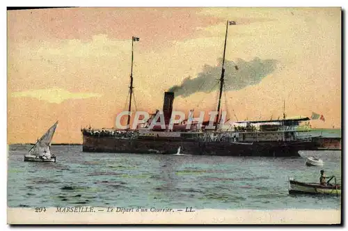 Ansichtskarte AK Marseille Le Depart d&#39un Courrier Bateau