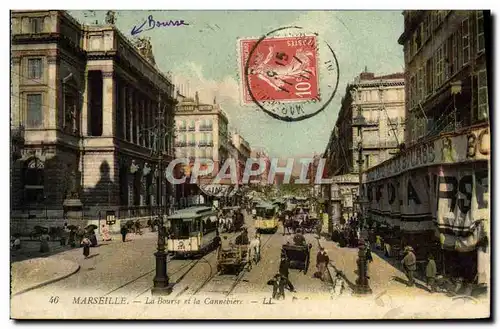 Cartes postales Marseille La Bourse et la Cannebiere Tramway