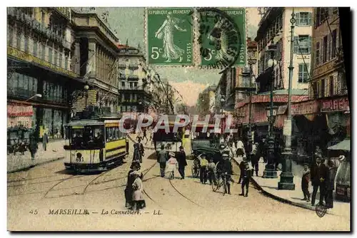 Ansichtskarte AK Marseille La Cannebiere Tramway