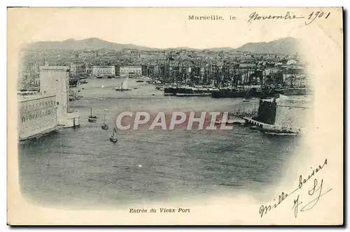 Cartes postales Marseille Entree du Vieux Port Bateaux