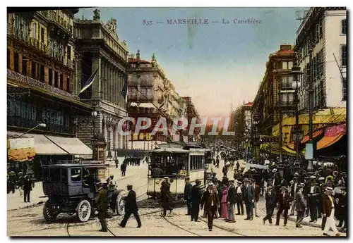 Cartes postales Marseille La Canebiere Automobile Tramway