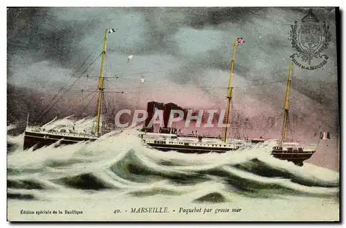 Ansichtskarte AK Marseille Paquebot par grosse mer Bateau