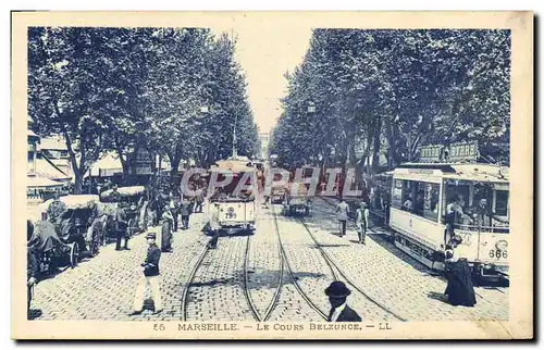 Cartes postales Marseille La Cours Belzunce Tramways