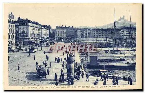 Cartes postales Marseille Le Quai des Belges et Notre Dame de la Garde Bateaux