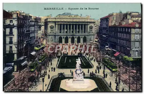 Ansichtskarte AK Marseille Square de la Bourse Tramway