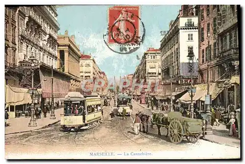 Ansichtskarte AK Marseille La Cannebiere Tramway