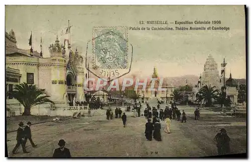 Cartes postales Marseille Exposition Coloniale 1906 Palais de la Cocinchine Theatre annamite et Cambodge