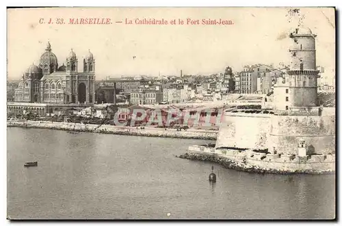 Cartes postales Marseille La Cathedrale et le Fort Saint Jean