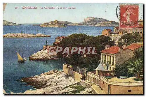 Ansichtskarte AK Marseille La Corniche Vue sur les lles