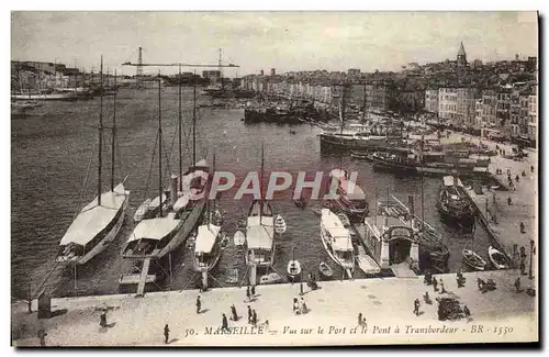 Cartes postales Marseille Vue sur le Port et le Pont a Transbordeur Bateaux