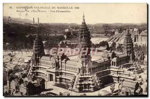 Cartes postales Expostion Coloniale de Marseille 1922 Palais de L&#39indochine Vue d&#39ensemble