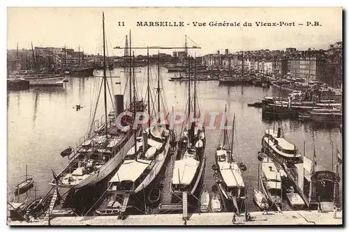 Ansichtskarte AK Marseille Vue Generale du Vieux Port Bateaux