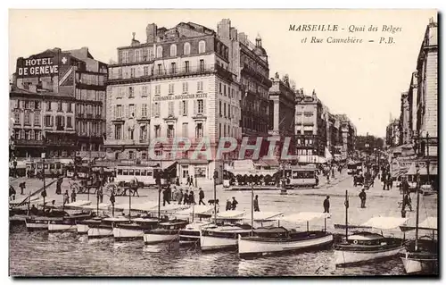 Ansichtskarte AK Marseille Quai des Belges et Rue Cannebiere Bateaux