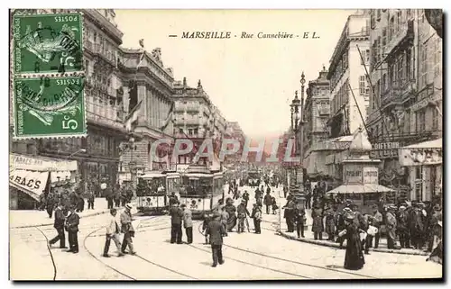 Ansichtskarte AK Marseille Rue Cannebiere Tramway