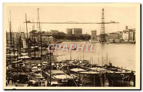 Cartes postales Marseille Le vieux port et le Pont Transbordeur Bateaux