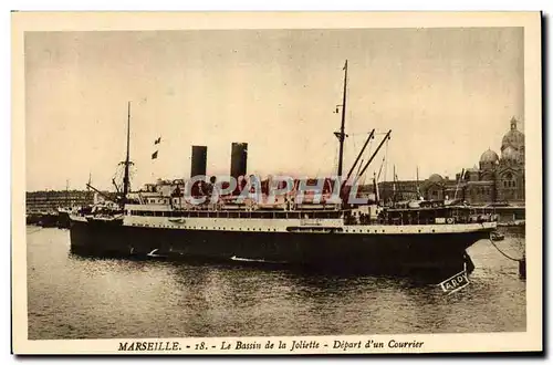 Ansichtskarte AK Marseille Le Bassin de la Joliette Depart d&#39un Courrier Bateau