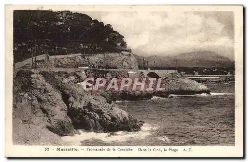 Ansichtskarte AK Marseille Promenade de la Corniche Dans le fond la Plage