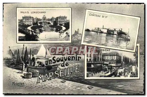 Cartes postales Un Souvenir de Marseille Palais Longchamp Chateau d&#39If Canebiere