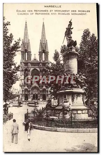 Cartes postales Marseille Eglise des Reformes et Monument des Mobiles