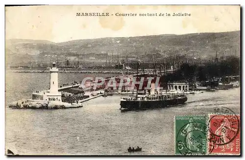 Ansichtskarte AK Marseille Courrier sortant de la Joliette Bateau