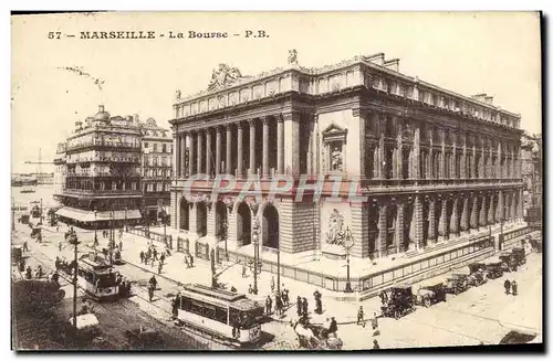 Ansichtskarte AK Marseille La Bourse Tramways