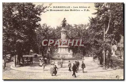 Cartes postales Marseille Les Allees et le Monument des Mobiles