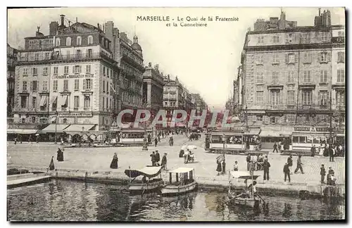 Cartes postales Marseille Le quai de la Fraternite et la Cannebiere