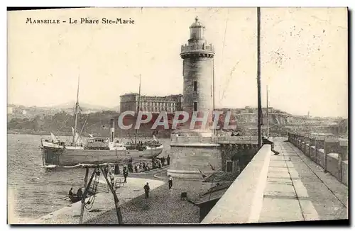 Ansichtskarte AK Marseille Le phare Ste Marie Bateau