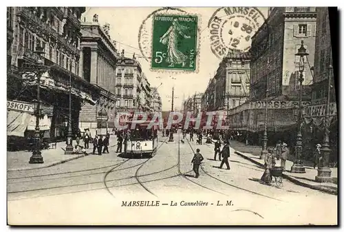 Ansichtskarte AK Marseille La cannebiere Tramway